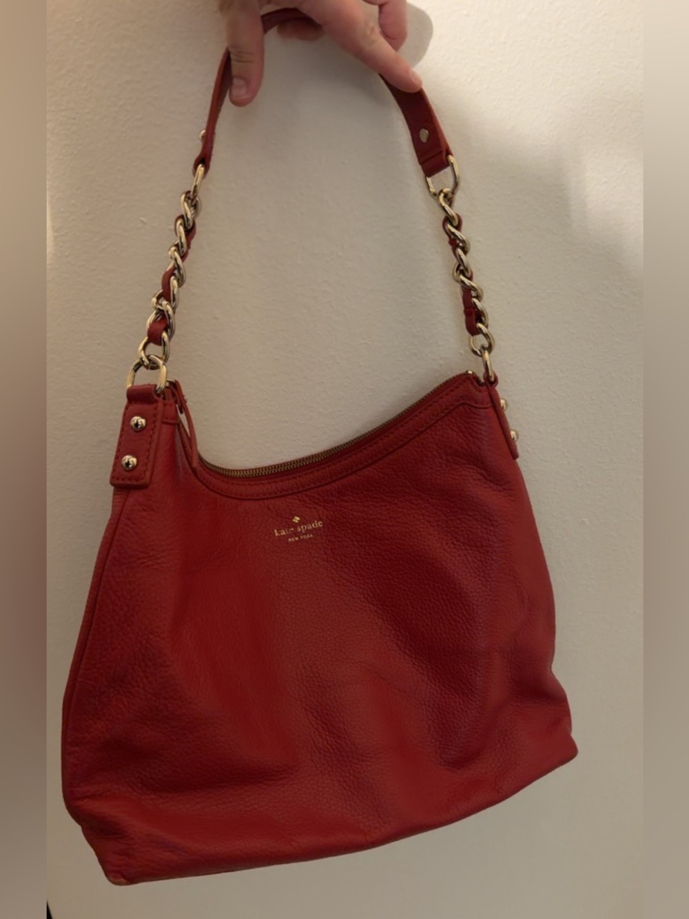 Kate Spade Red Serena Tote with Gold Chain Strap